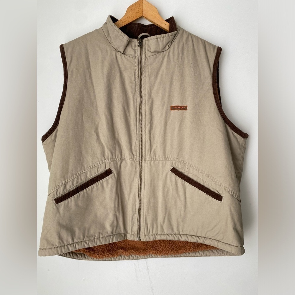 Wrangler Jacket Men’s XL Canvas Vest Sherpa Lined